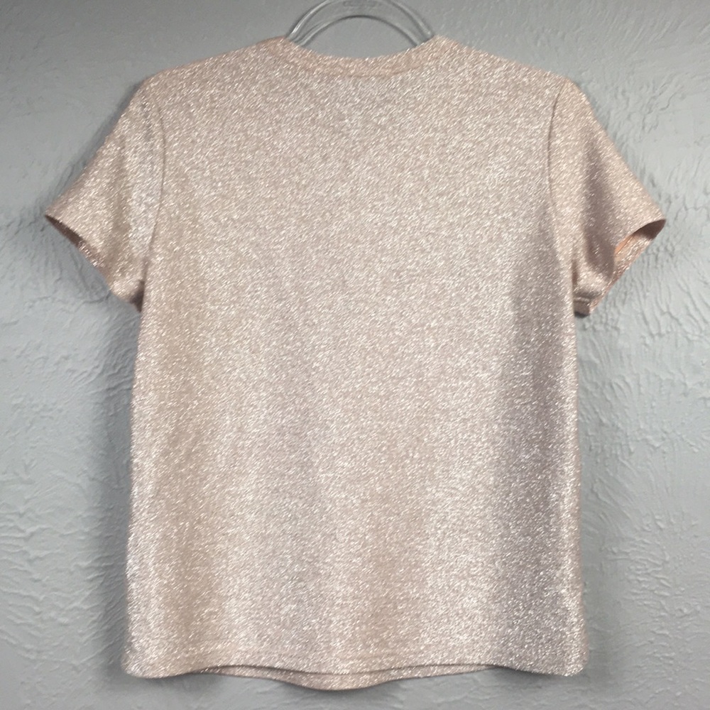 Forever 21 Pink Metallic Short Sleeve Shirt Top M - Picture 6 of 7